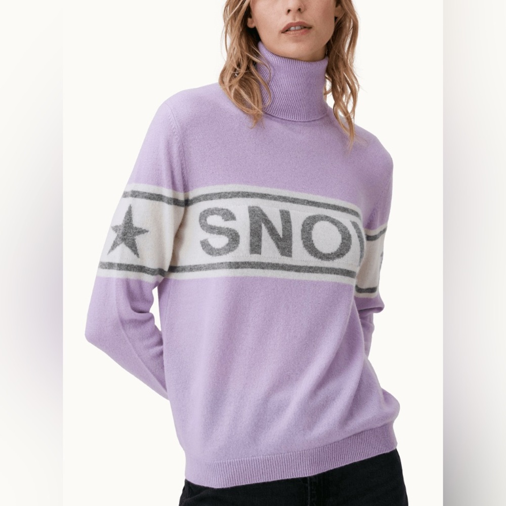 Brodie Cashmere Snow Babe Lilac Purple Roll Neck Turtleneck Jumper Sweater XS